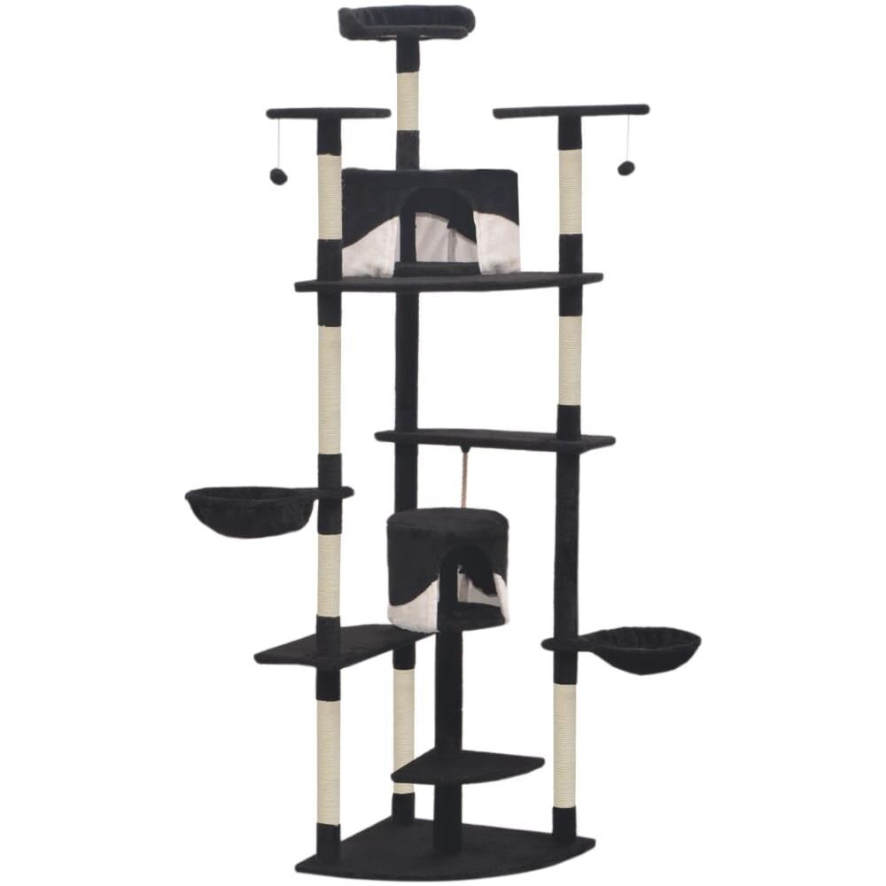 Albero Per Gatti Con Tiragraffi In Sisal 203 Cm Nero E Bianco - Foto 2