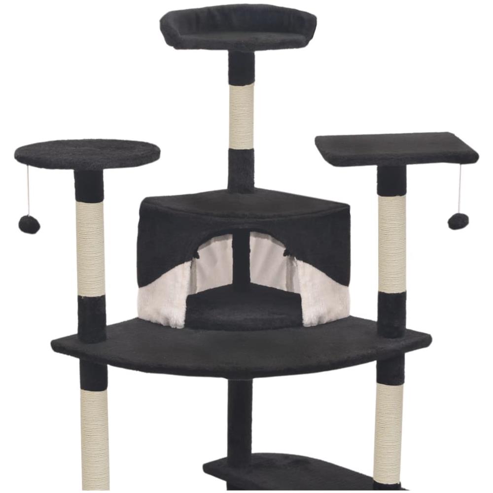Albero Per Gatti Con Tiragraffi In Sisal 203 Cm Nero E Bianco - Foto 6