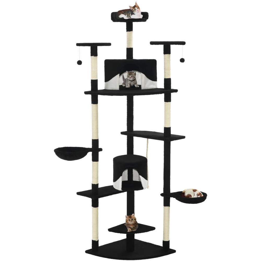 Albero Per Gatti Con Tiragraffi In Sisal 203 Cm Nero E Bianco - Foto 1
