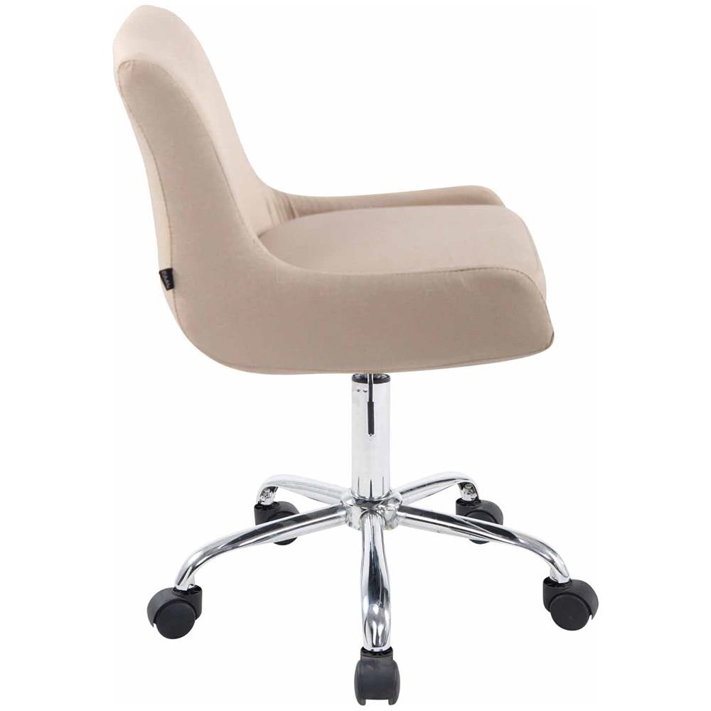 Sedia Sgabello da Lavoro con Ruote Club in Tessuto - Sedia Lavoro Studio Ambulatorio Estetista Regolabile e Girevole a 360° Crema - Foto 3