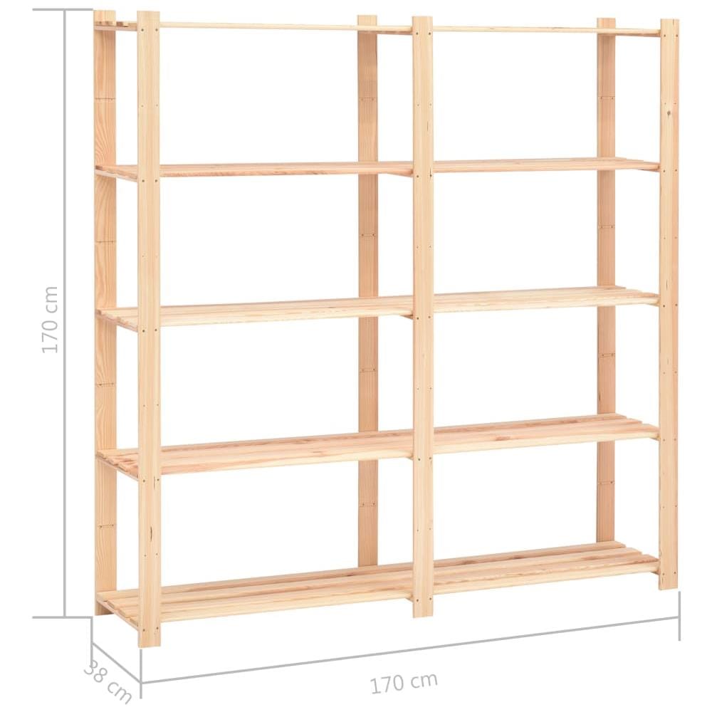 Scaffale A 5 Livelli 170x38x170 Cm Massello Di Pino Fsc 500 Kg - Foto 7