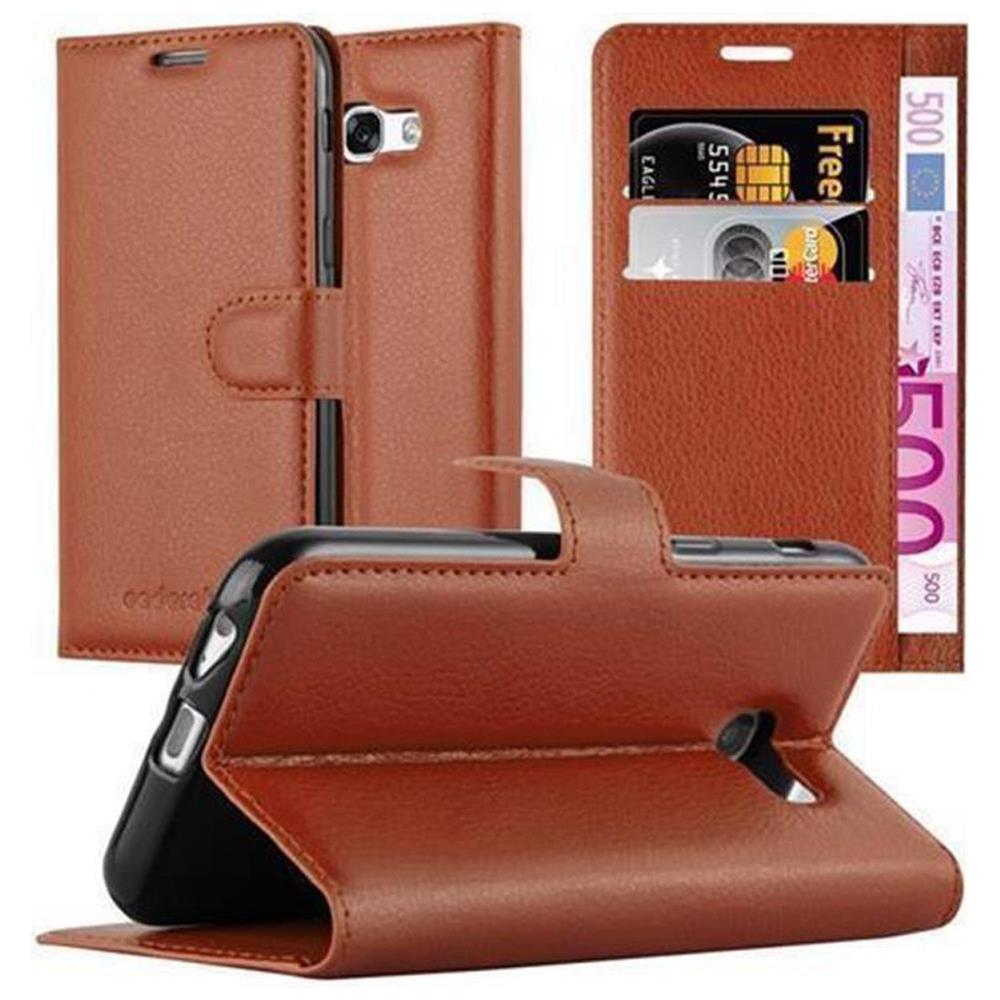 Custodia Compatibile Con Samsung Galaxy A5 2017 In Marrone Pastello - Coperchio Protettiva Con Chiusura Magnetica, Funzione Stand E Tasca Per Le Carte - Foto 1