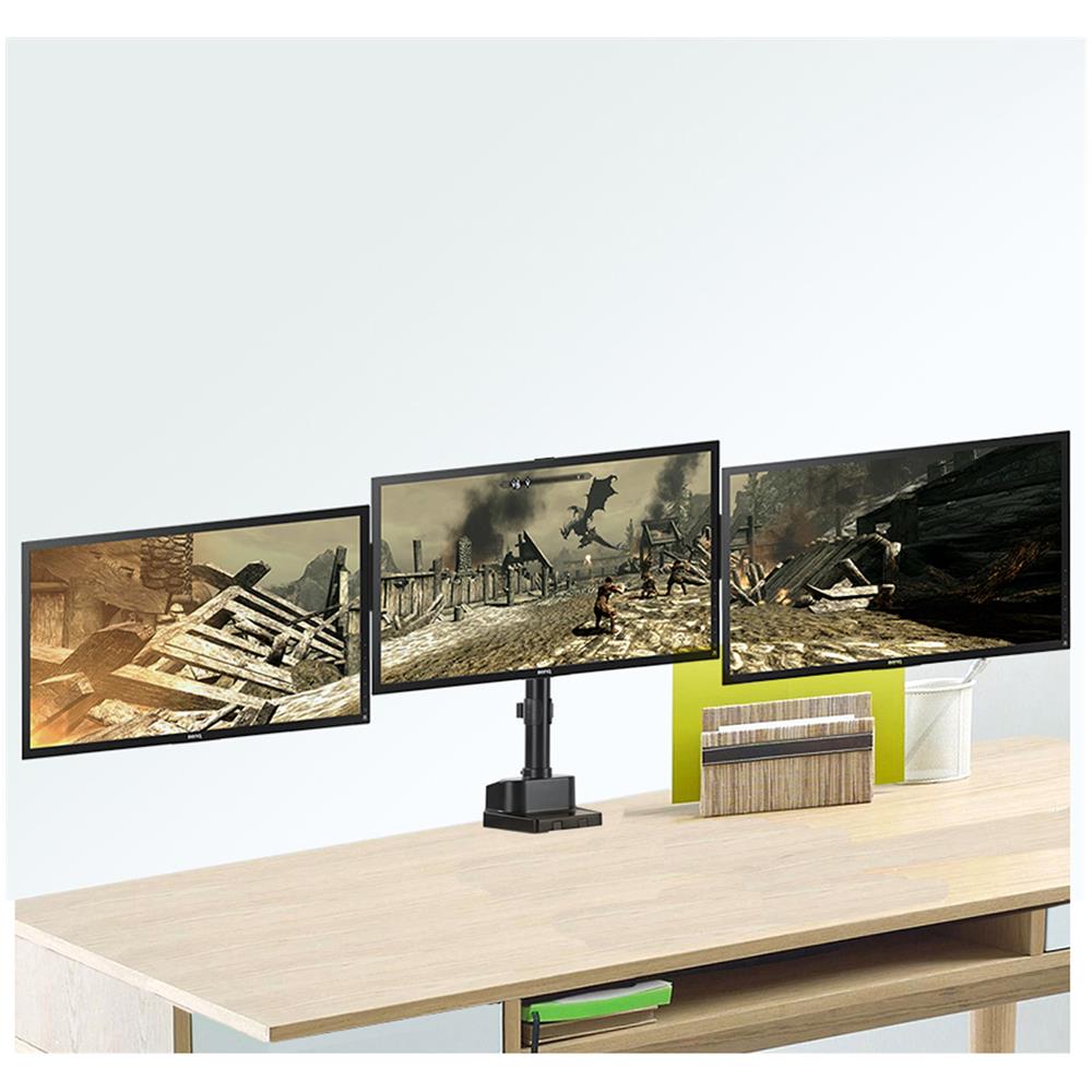 Supporto Da Tavolo Per 3 Monitor Led Lcd Con 2x Usb 3.0 17-27 ""3x7kg Vesa 75x75 E 100x100 Maclean Mc-811 - Foto 2