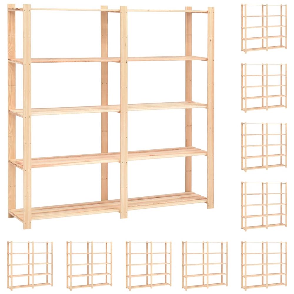 Scaffali A 5 Livelli 10 Pz 170x38x170cm Massello Pino Fsc 500kg - Foto 1