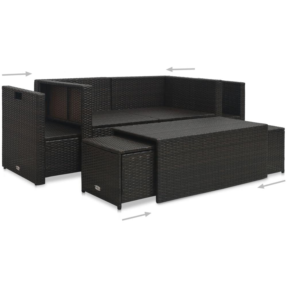 Set Divani Da Giardino 6 Pz Con Cuscini In Polyrattan Nero - Foto 2