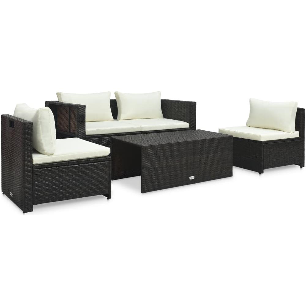 Set Divani Da Giardino 6 Pz Con Cuscini In Polyrattan Nero - Foto 10
