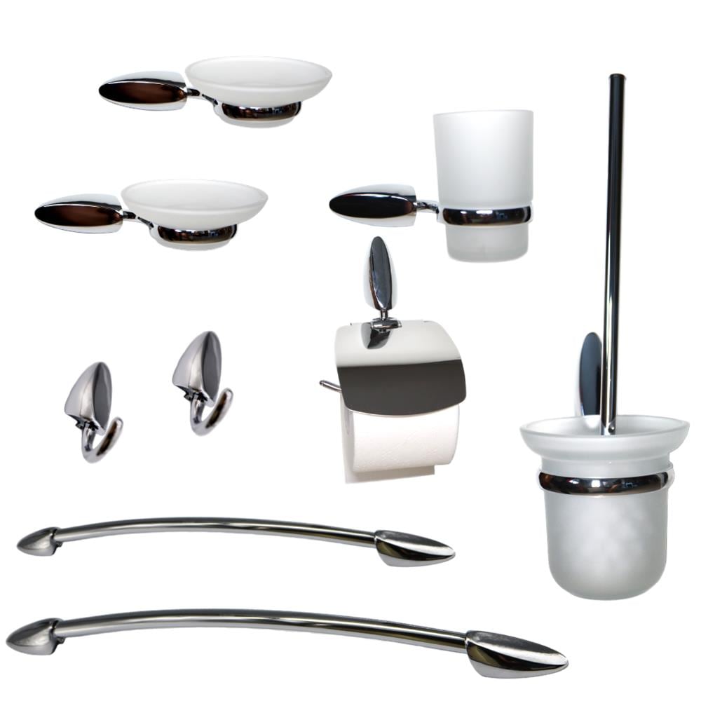 Set 9 Pezzi Accessori Da Bagno Odissea Acciaio Cromato - Foto 1