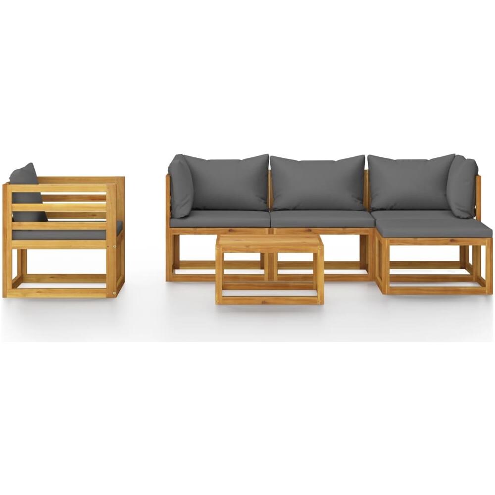 Set Divani da Giardino 6 pz con Cuscini in Massello di Acacia - Foto 2