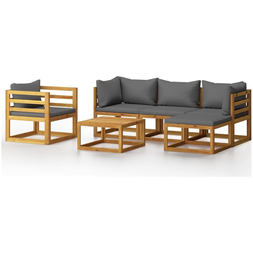 Set Divani da Giardino 6 pz con Cuscini in Massello di Acacia - Foto 1