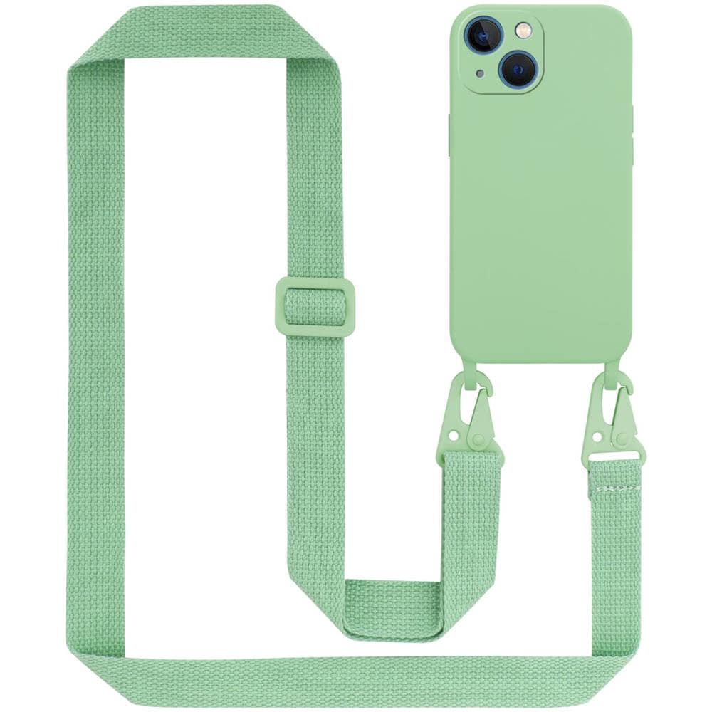Cadorabo Catena Di Telefoni Cellulari Compatibile Con Apple Iphone 13 Mini In Liquid Verde Chiaro - Coperchio Di Protezione In Silicone Con Cordino Regolabile In Lunghezza - Foto 1