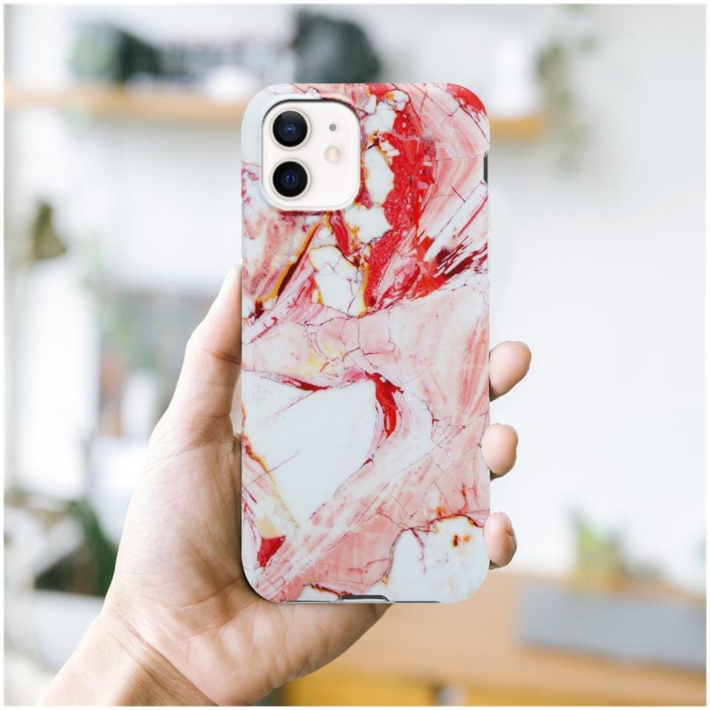 Custodia Compatibile Con Apple Iphone 12 / Iphone 12 Pro In Marmo Rosa Bianco No. 20 - Coperchio Protettivo In Silicone Tpu Con Motivo A Mosaico - Foto 7