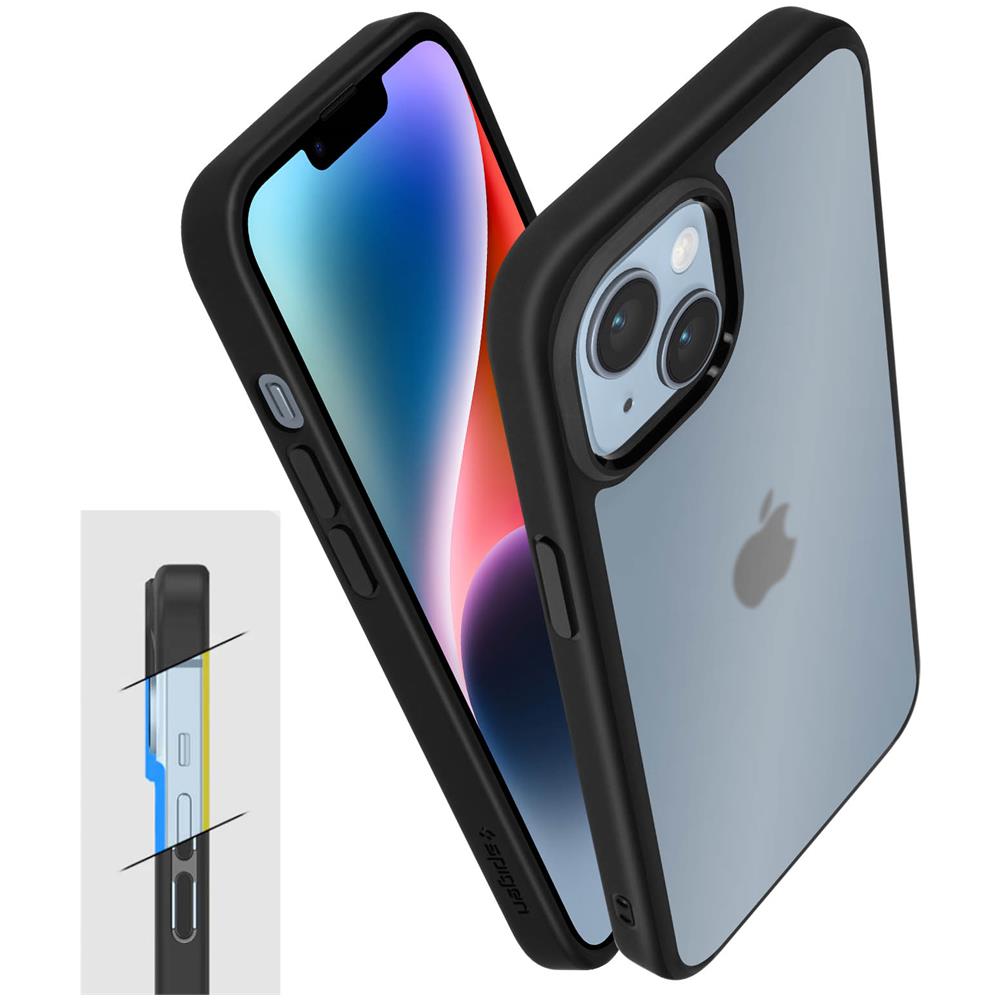 Cover Iphone 14 Plus Trasparente Bordo Grigio Scuro Antiurto Spigen Ultra Hybrid - Foto 2