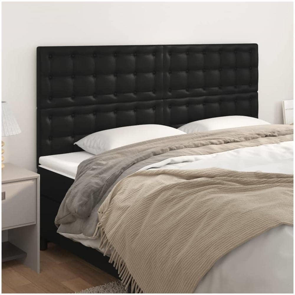 VidaXL Testiera 2 Pezzi In Velluto Blu Scuro, 80x5x78/88 Cm, Regolabile, Per Letto Matrimoniale, Con Piedini In Legno - 4