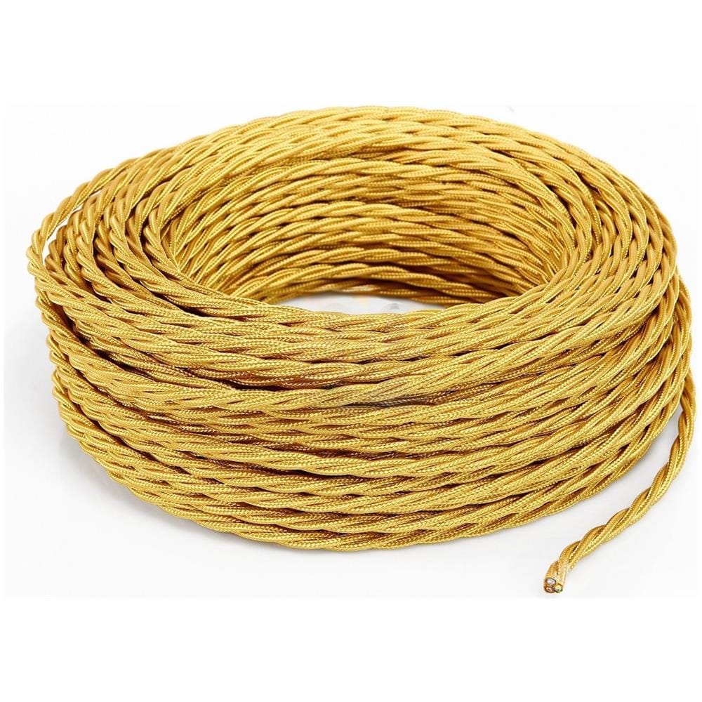 Mt 10 Cavo Elettrico Treccia 2x0,75 Rivestito In Tessuto Colore Oro Per Lampadari E Impianti A Vista - Foto 1