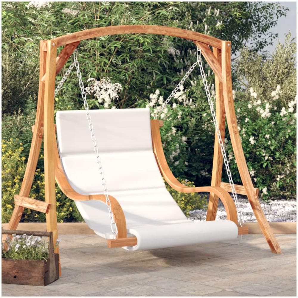 Sedia A Dondolo Con Cuscino Massello Di Abete Finitura In Teak - Foto 1