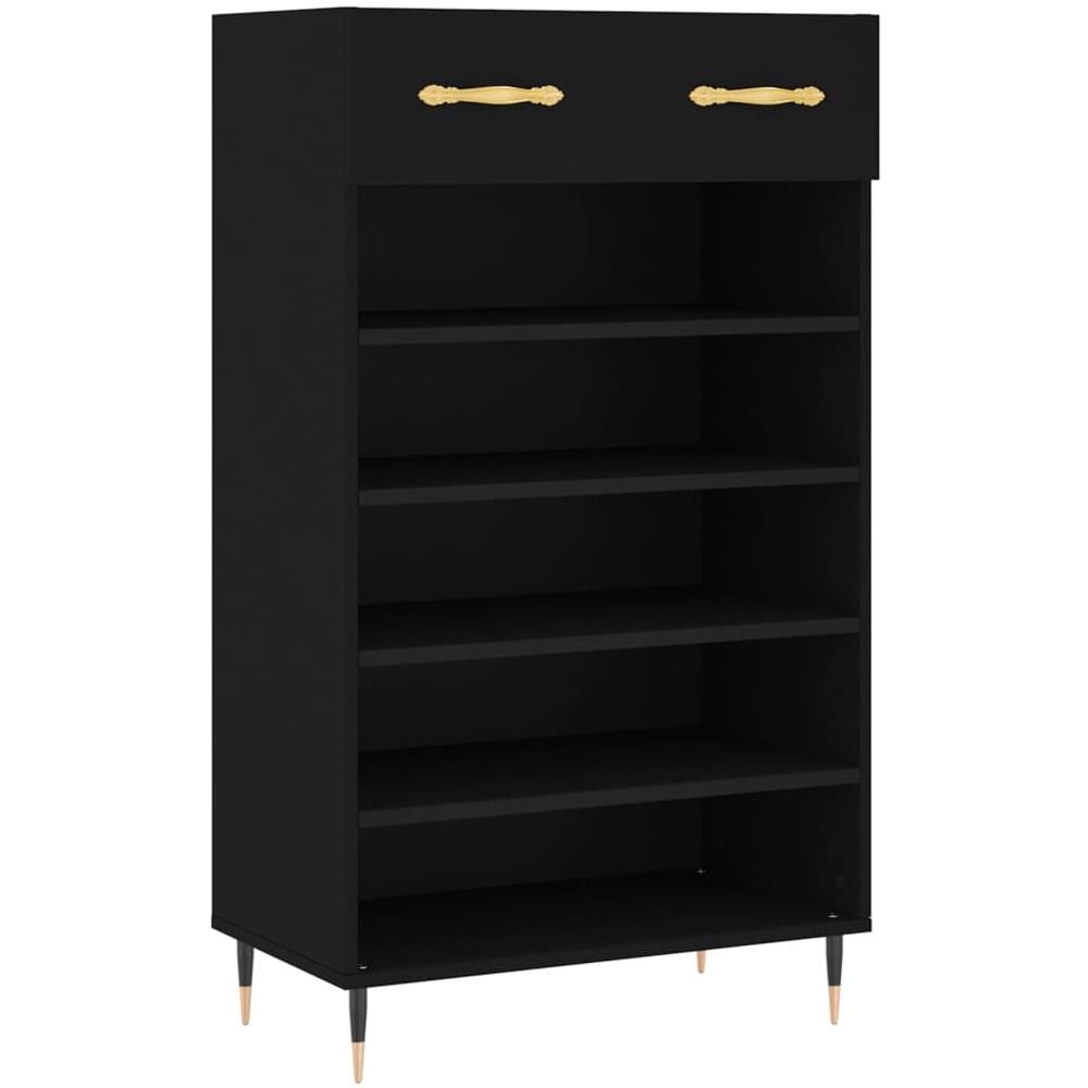Scarpiera Nera 60x35x105 Cm In Legno Multistrato - Foto 2