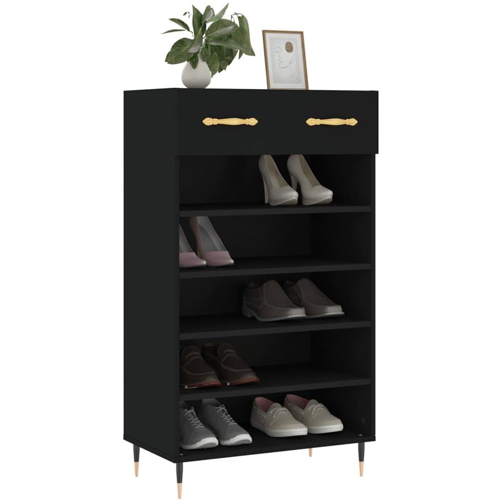 Scarpiera Nera 60x35x105 Cm In Legno Multistrato - Foto 3