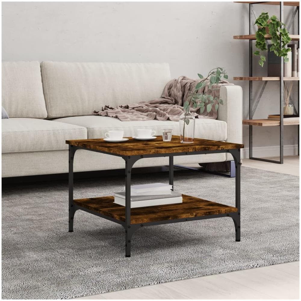 Tavolino Da Salotto Rovere Fumo 55x55x40cm In Legno Multistrato - Foto 1