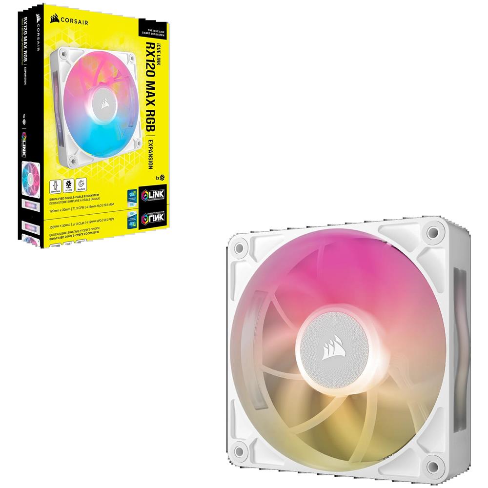 Ventola Corsair ICue RX120 MAX RGB 120mm 2000 RPM Bianco - Foto 4