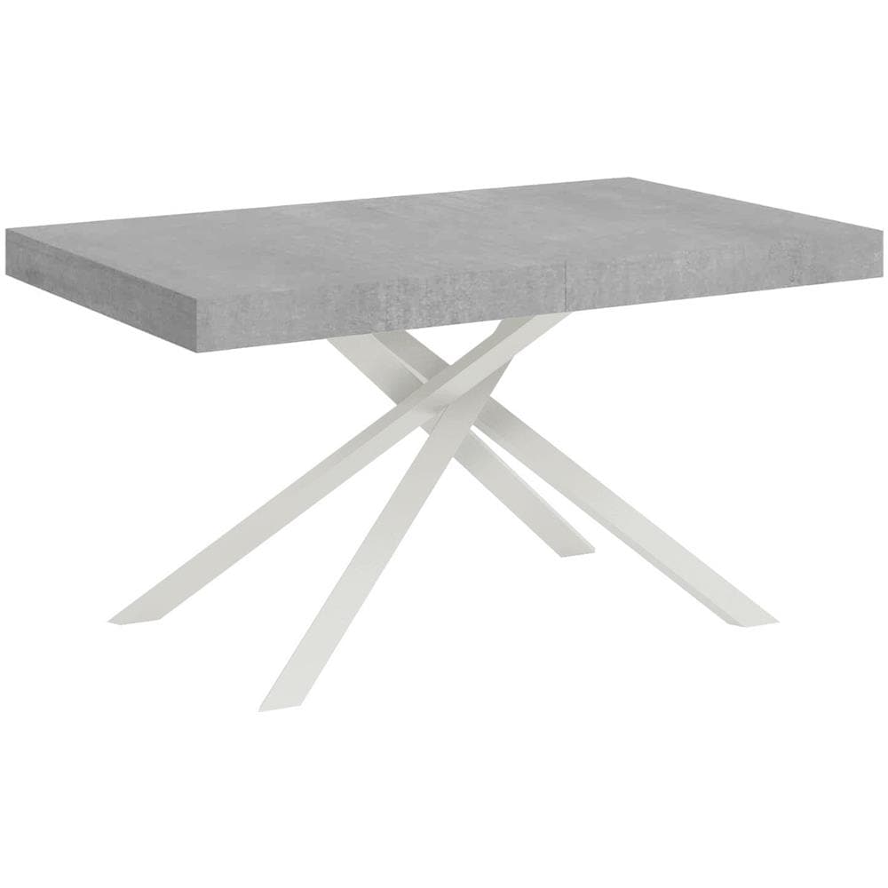 Tavolo allungabile 80x140/224 cm Karida cemento gambe bianche - Foto 1