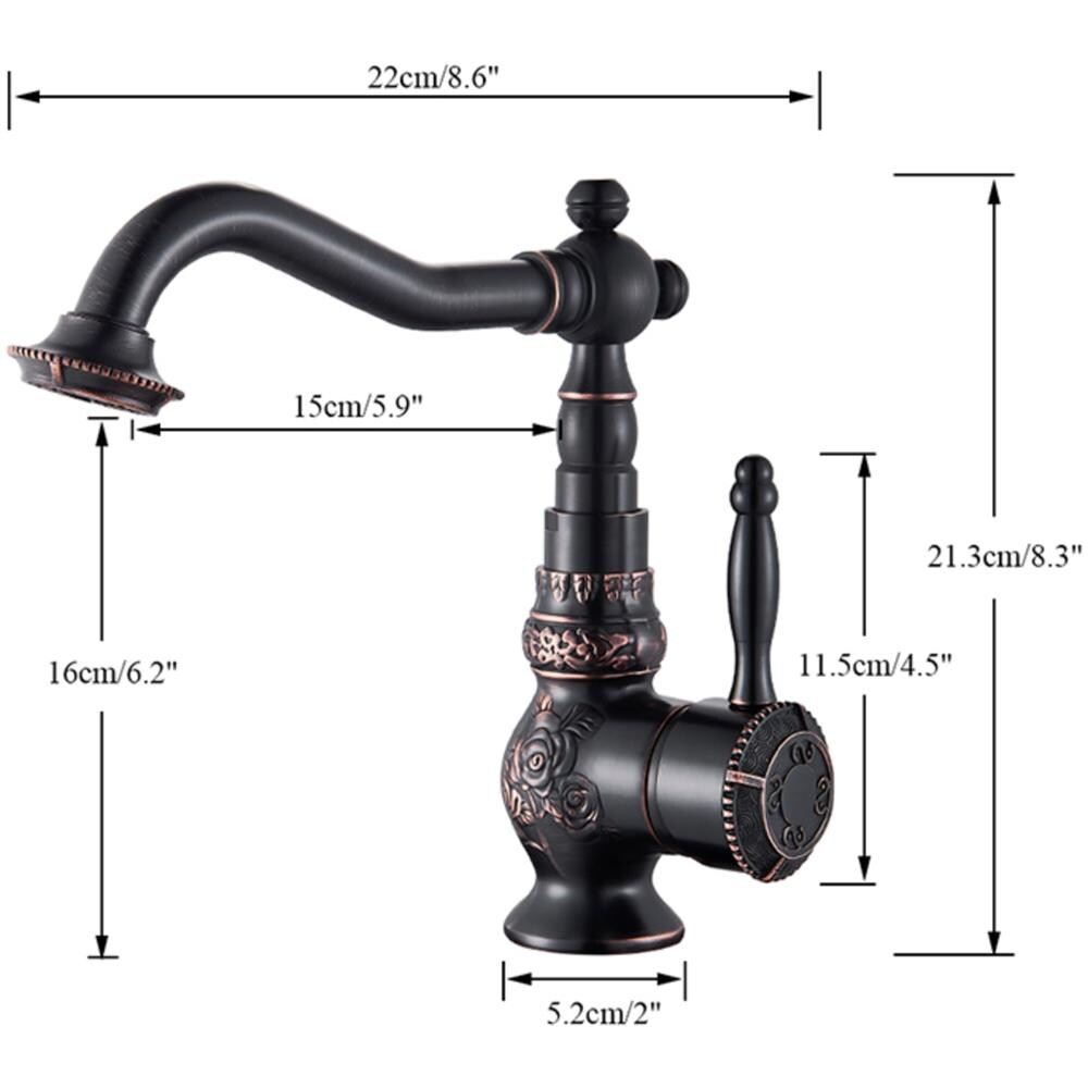 Rubinetto per lavabo da bagno, Blackswan, tipo M36, modello nero anticato, misura 21,3 cm - Foto 4