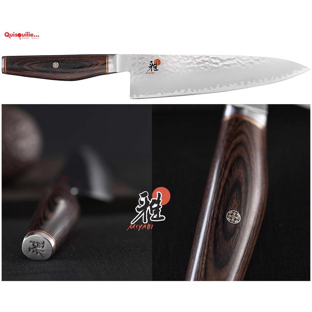 Coltello da Cuoco Lunghezza 20 cm Colore Legno e Acciaio Inox - Linea GYUTOH  - Foto 8