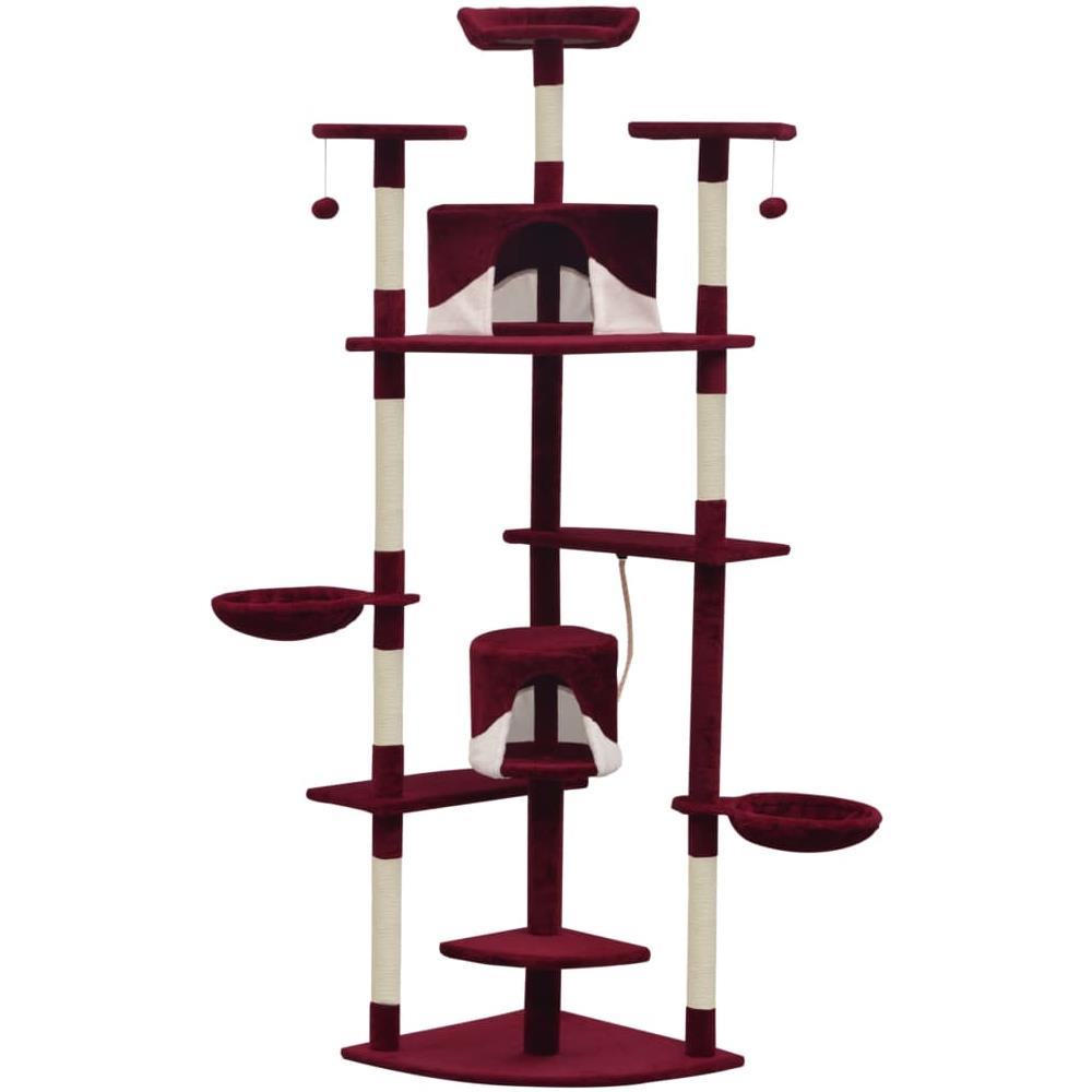 Albero Per Gatti Con Tiragraffi In Sisal 203 Cm Rosso E Bianco - Foto 2