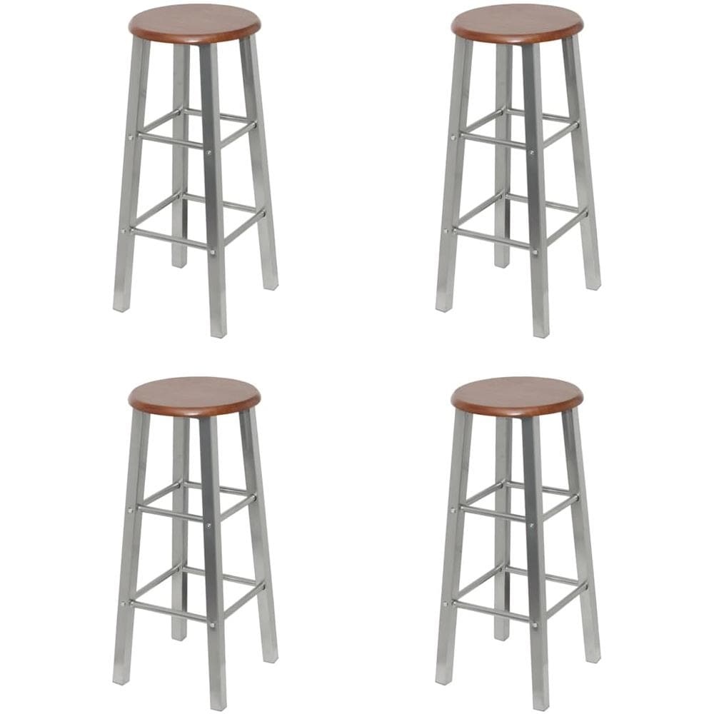 Sgabelli Da Bar 4 Pz Argento E Marrone In Mdf - Foto 1