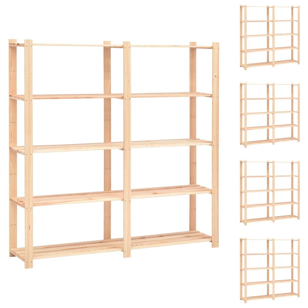 Scaffali A 5 Livelli 5 Pz 170x38x170 Cm Massello Pino Fsc 500kg - Foto 1