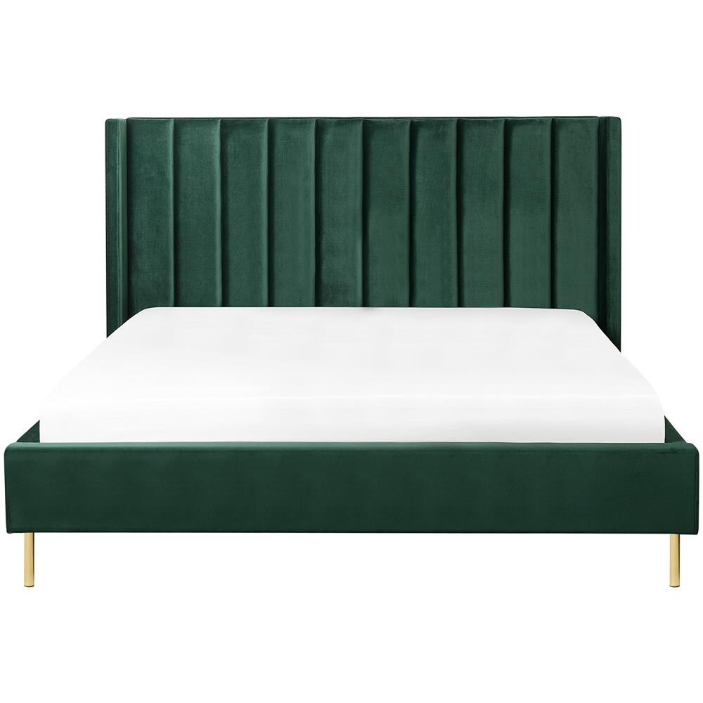 Letto Matrimoniale In Velluto Verde 180 X 200 Cm Villette - Foto 2