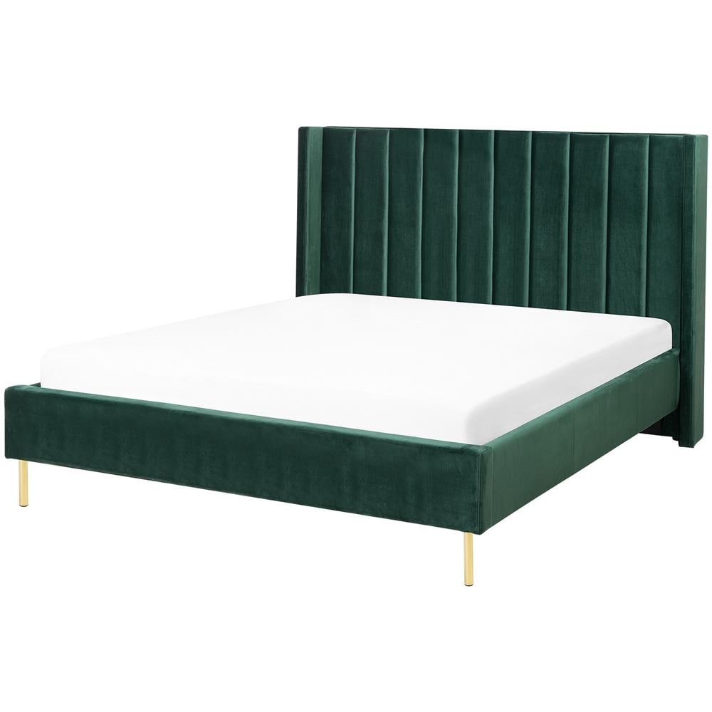 Letto Matrimoniale In Velluto Verde 180 X 200 Cm Villette - Foto 1