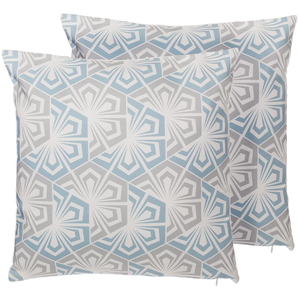 Set Di 2 Cuscini Motivo Geometrico Blu E Grigio 45 X 45 Cm Primrose - Foto 1