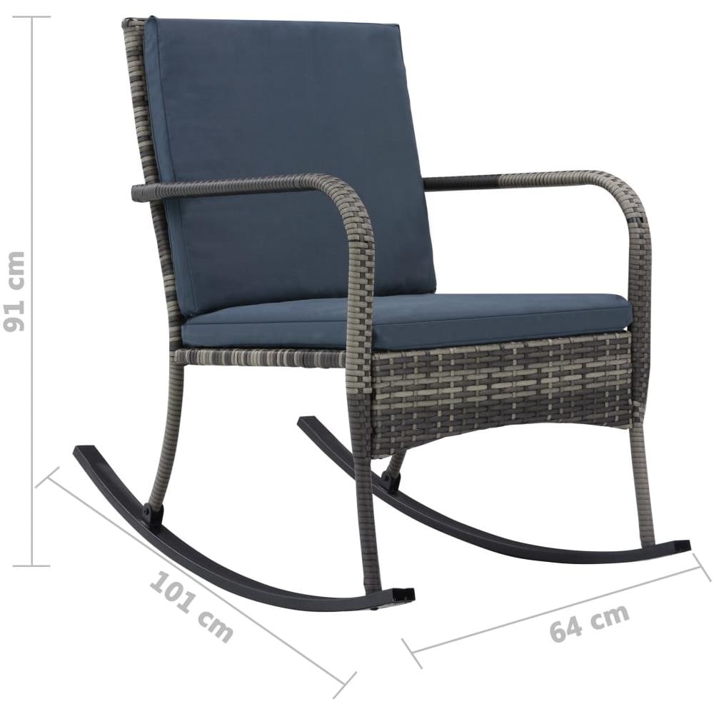 Sedia A Dondolo Da Giardino In Polyrattan Antracite - Foto 7