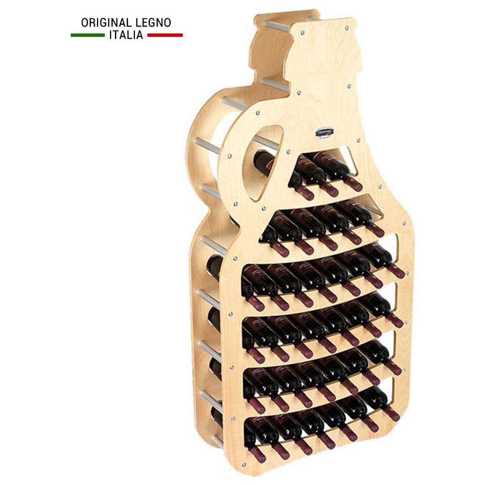 Cantinetta Portabottiglie In Legno Scaffale Mobile Per Bottiglie Vino Mod. Fiasco Acero B. 36 L75 X P25 X 150h - Foto 1