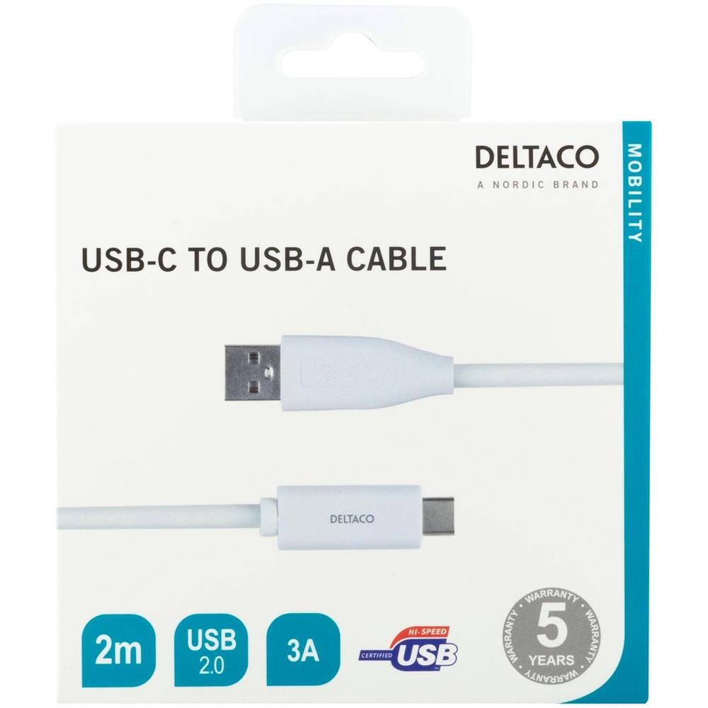 Cavo Da Usb-a A Usb-c, 2m, 3a, Usb 2.0, Bianco - Foto 2