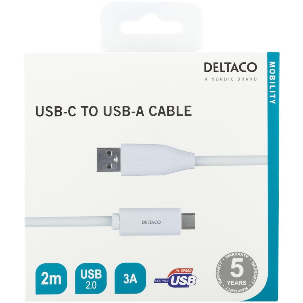 Cavo Da Usb-a A Usb-c, 2m, 3a, Usb 2.0, Bianco - Foto 4