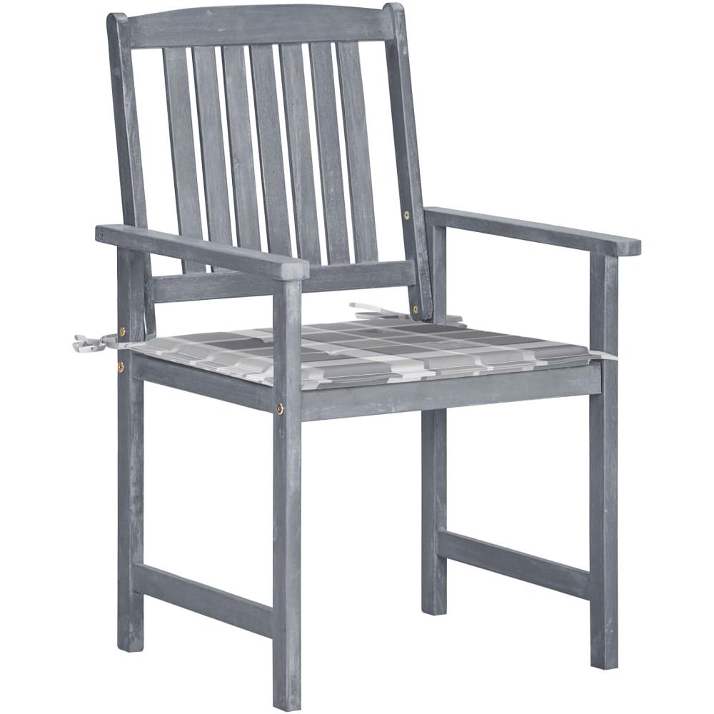 Sedie da Giardino con Cuscini 8 pz in Massello di Acacia Grigie - Foto 2