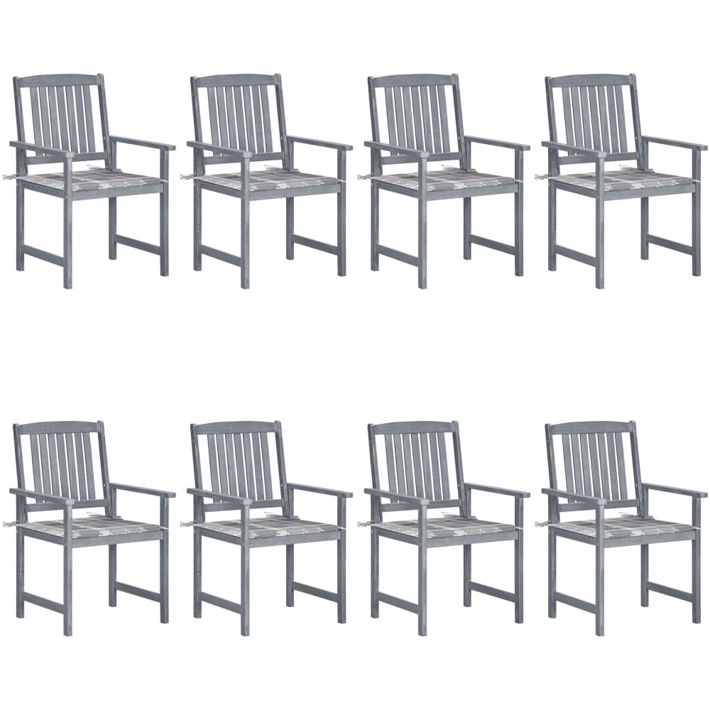 Sedie da Giardino con Cuscini 8 pz in Massello di Acacia Grigie - Foto 1