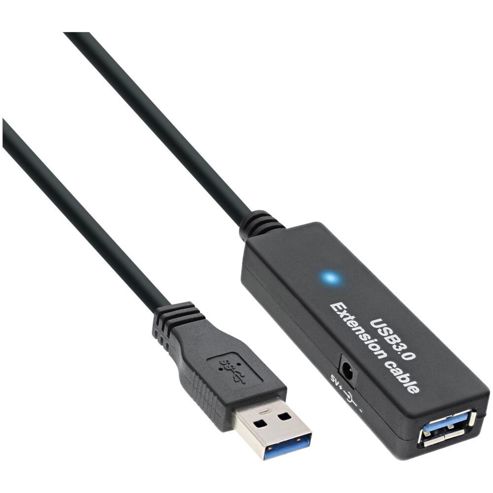 15m USB 3.0, USB A, USB A, Maschio / femmina, Oro, Nero - Foto 1