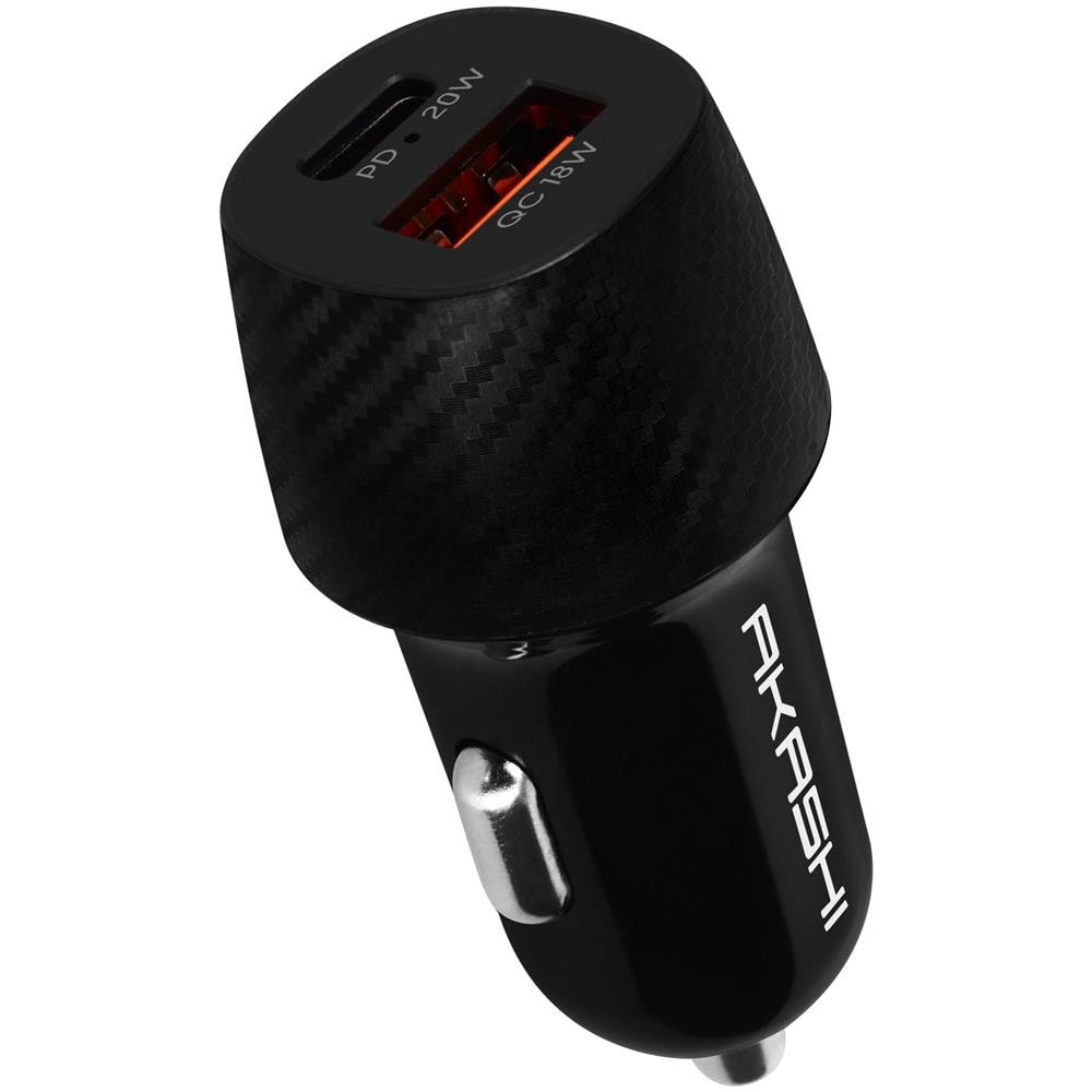Caricatore Da Auto 20w Due Uscite Usb Qc 3.0 + Usb-c Power Delivery Nero - Foto 5