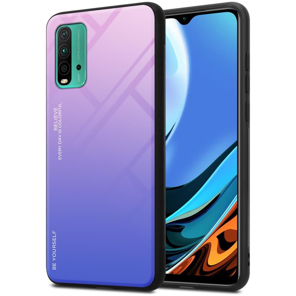 Custodia Compatibile Con Xiaomi Redmi 9t / Poco M3 In Rosa - Blu - Coperchio Protettivo Bicolore In Vetro Temperato E Silicone Tpu - Foto 1