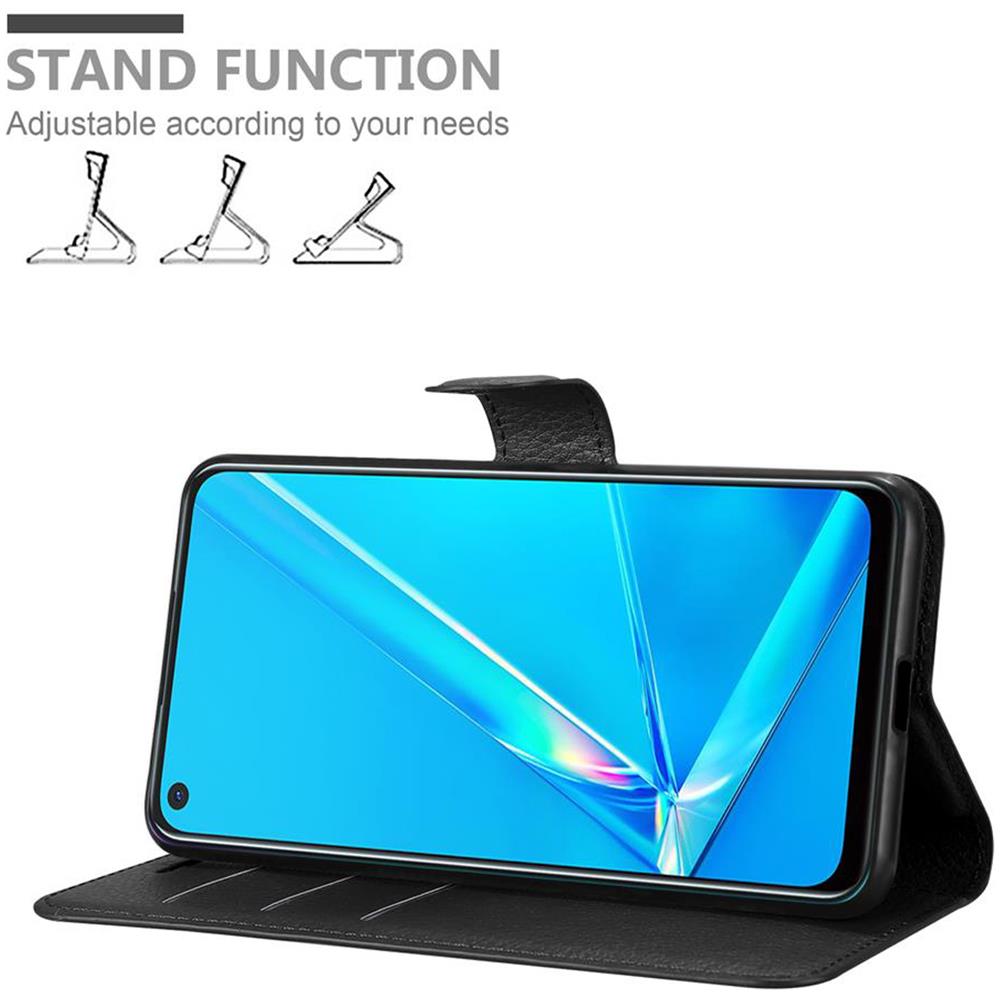 Custodia Compatibile Con Oppo A92 In Nero Carbone - Coperchio Protettiva Con Chiusura Magnetica, Funzione Stand E Tasca Per Le Carte - Foto 2
