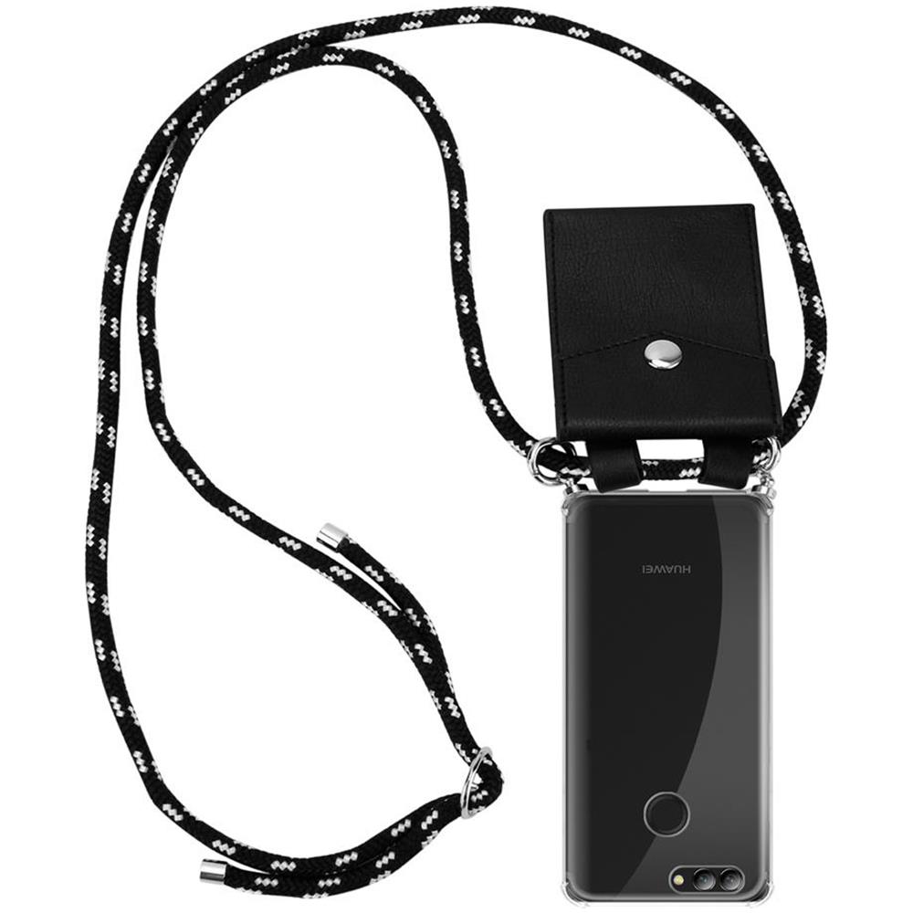 Catena Di Telefoni Cellulari Compatibile Con Huawei Nova 2 In Nero Argento - Coperchio Protettivo In Silicone Con Anelli D'argento, Cinturino In Corda E Custodia Staccabile - Foto 1