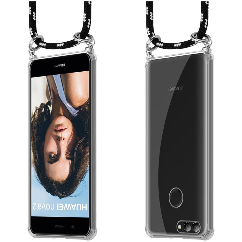 Catena Di Telefoni Cellulari Compatibile Con Huawei Nova 2 In Nero Argento - Coperchio Protettivo In Silicone Con Anelli D'argento, Cinturino In Corda E Custodia Staccabile - Foto 8