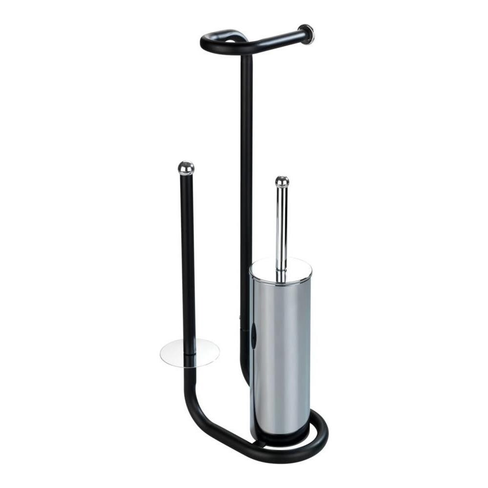 Porta Carta Igienica Con Scopino Wc Universalo, 3 In 1, Nero, Wenko - Foto 2