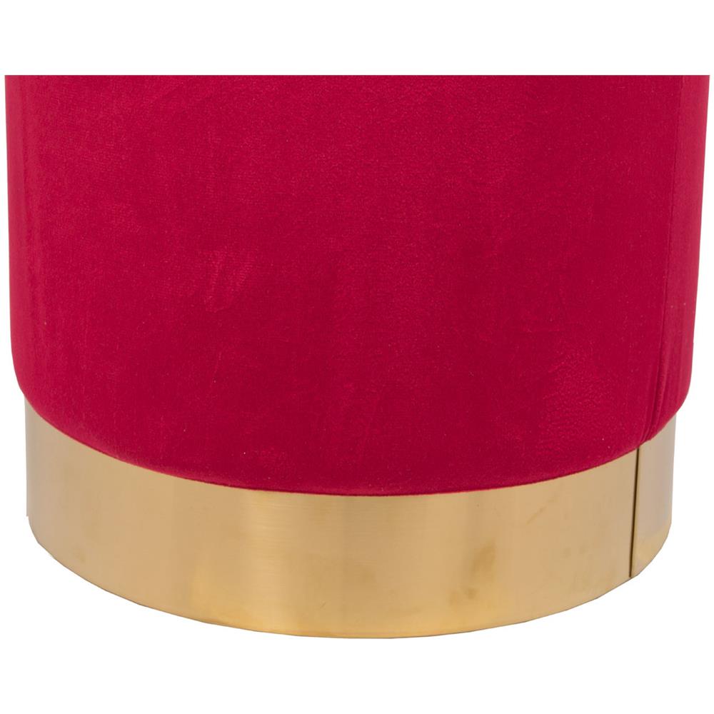 Pouf Salotto Camera Rotondo Imbottito Modello Cilindro Velvet In Tinta Unita Pouf Bordeaux - Foto 2