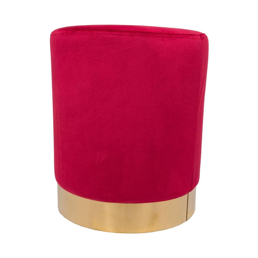 Pouf Salotto Camera Rotondo Imbottito Modello Cilindro Velvet In Tinta Unita Pouf Bordeaux - Foto 1