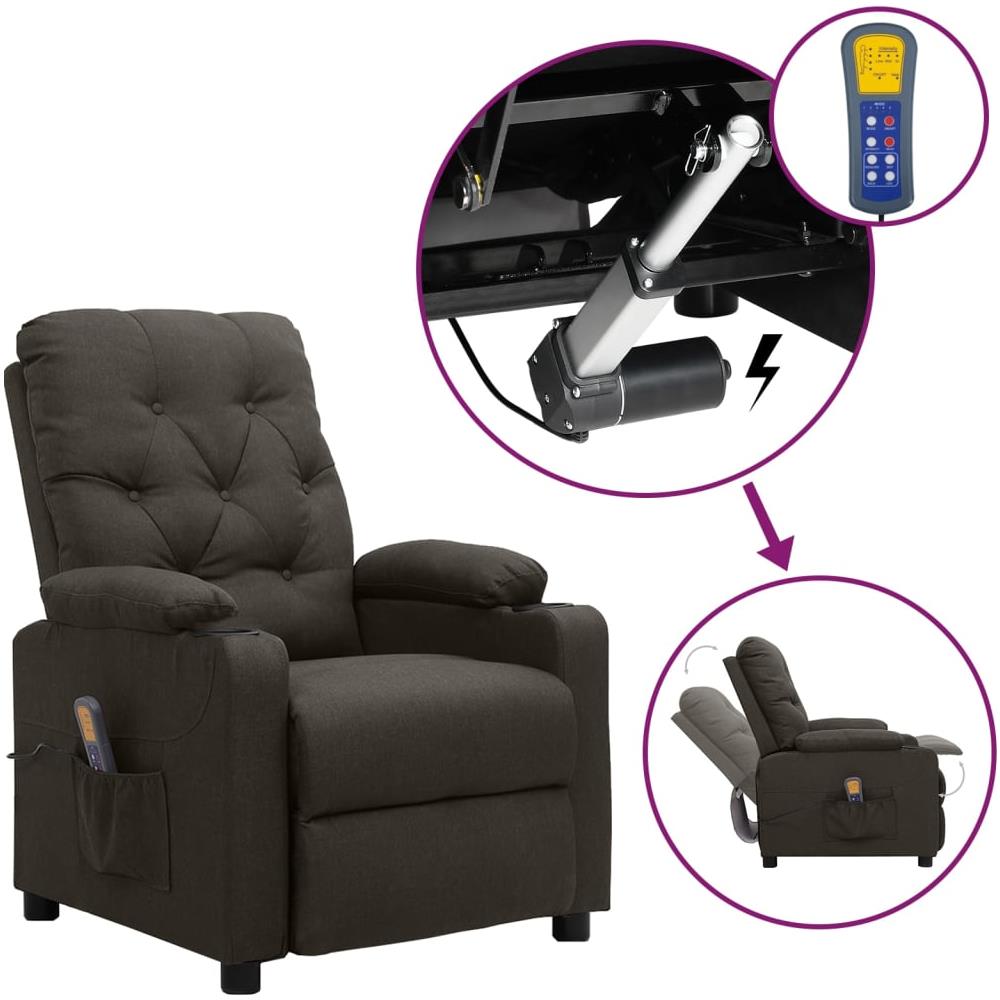 Poltrona Alzapersona Massaggiante Elettrica Tortora in Tessuto - Foto 1