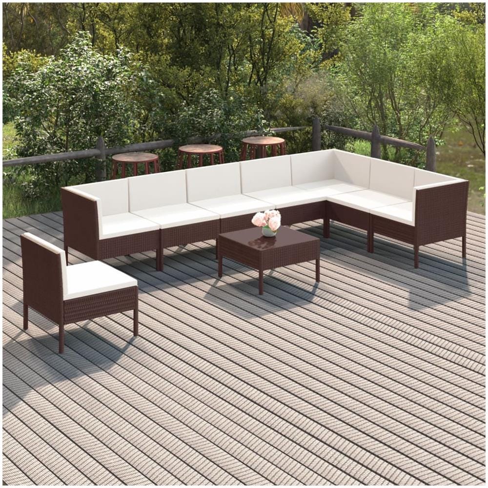 vidaXL Divani da Giardino Set 3pz con Cuscini Salotto Sofà Dormeuse Canapè Ottomana Divanetti Poltrone Sedute Arredo in Polyrattan Nero