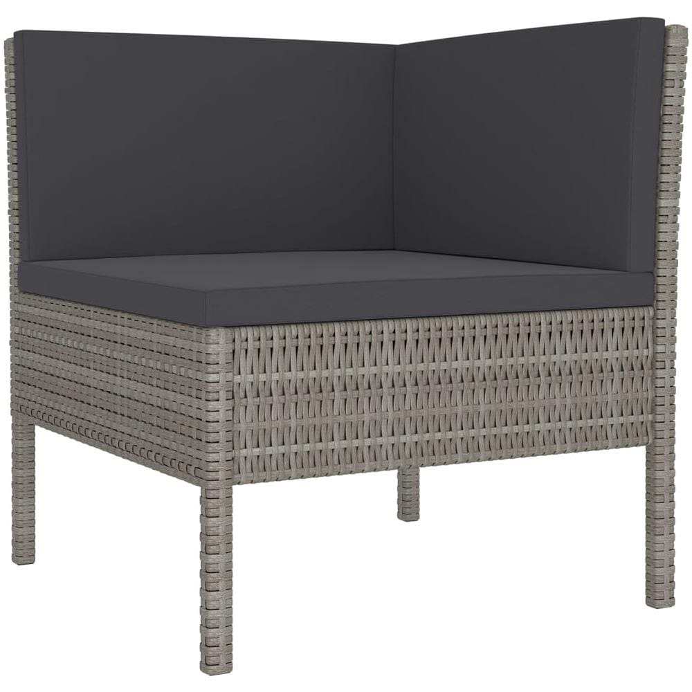 Set Divani da Giardino 6 pz con Cuscini in Polyrattan Grigio - Foto 1